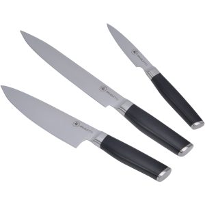 Knivsæt, sort, 3 dele
